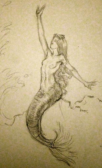 Mermaid Sketch in Graphite