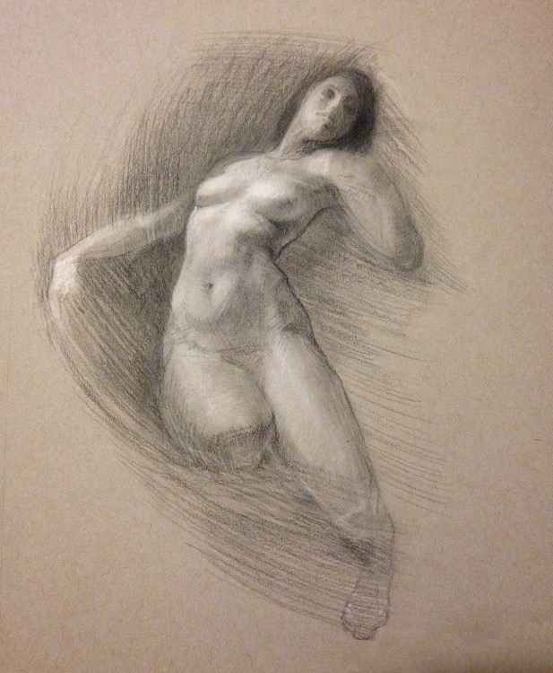 Pastels on Toned Paper Nude Female Drawing Sketch s