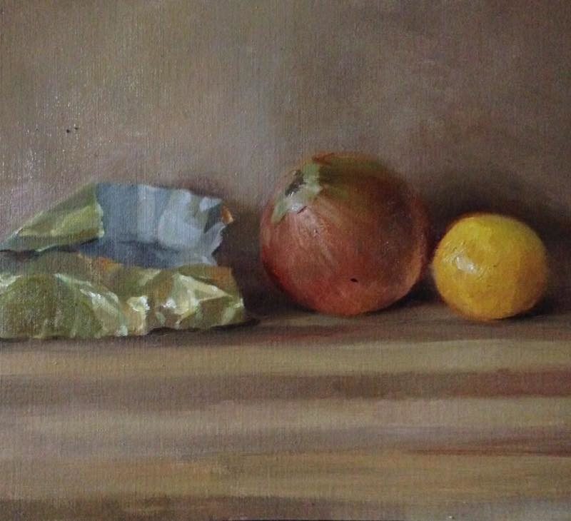 Yellow Objects still life oil painting color study
